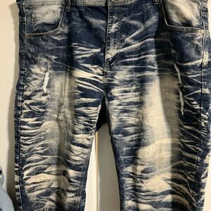 Men's Distressed Blue and White Jean shorts size 44 waist